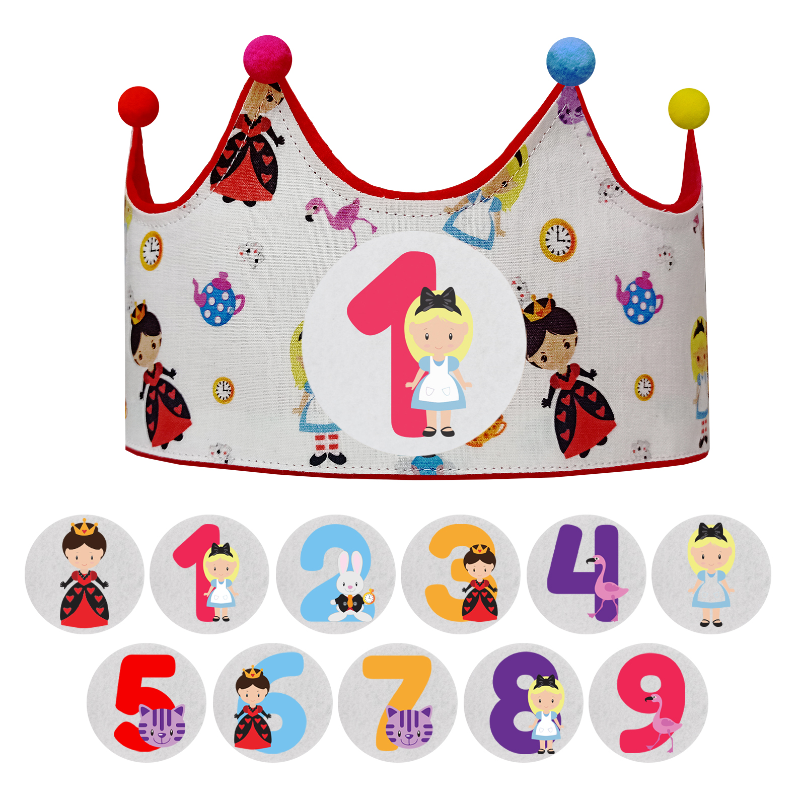 Corona de cumpleaños fieltro con números intercambiables