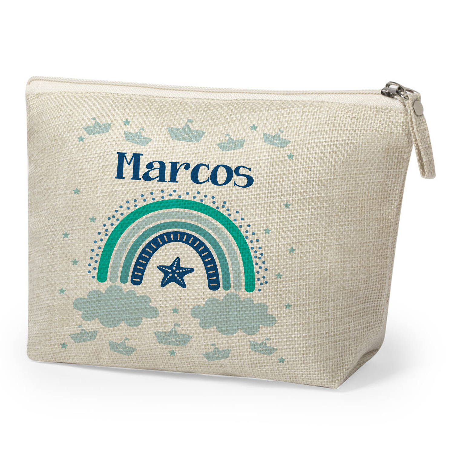 Neceser-personalizado-con-nombre-arcoiris-azul-ninos-escuela-Anak-Anak