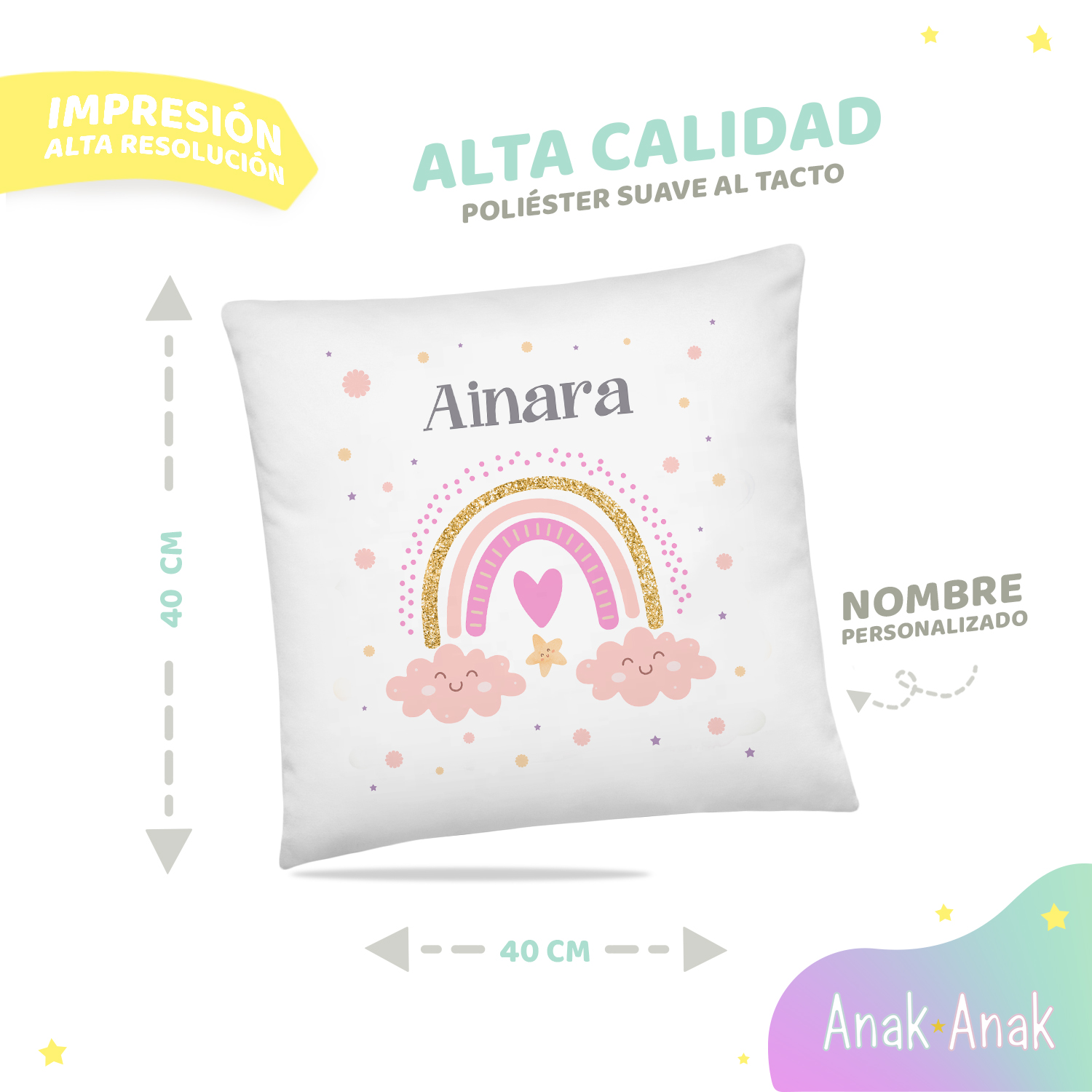 Infografia-Cojin-infantil-personalizado-arcoiris-rosa-con-nombre-nina