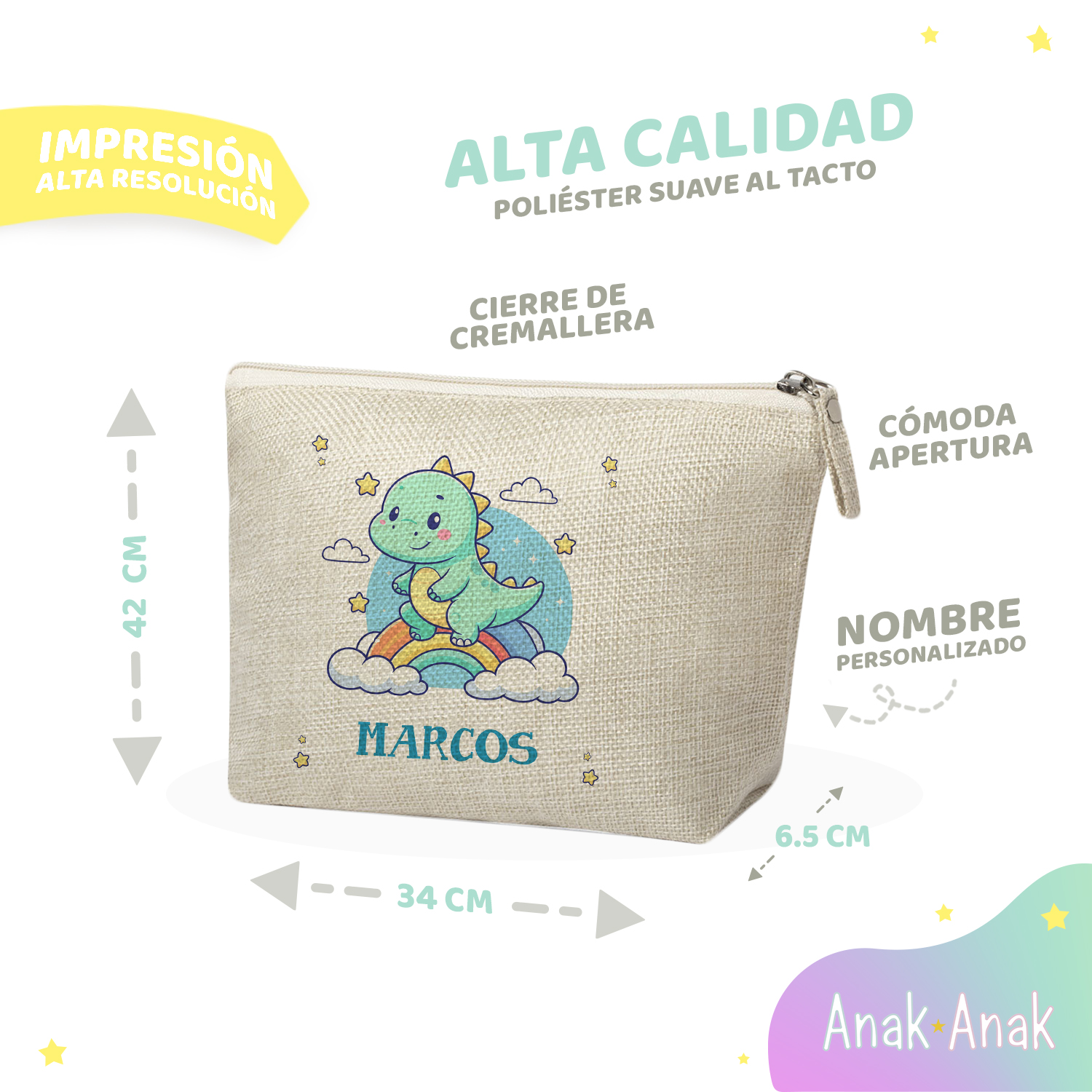 infografia-Neceser-personalizado-con-nombre-dinosaurio-ninos-Anak-Anak