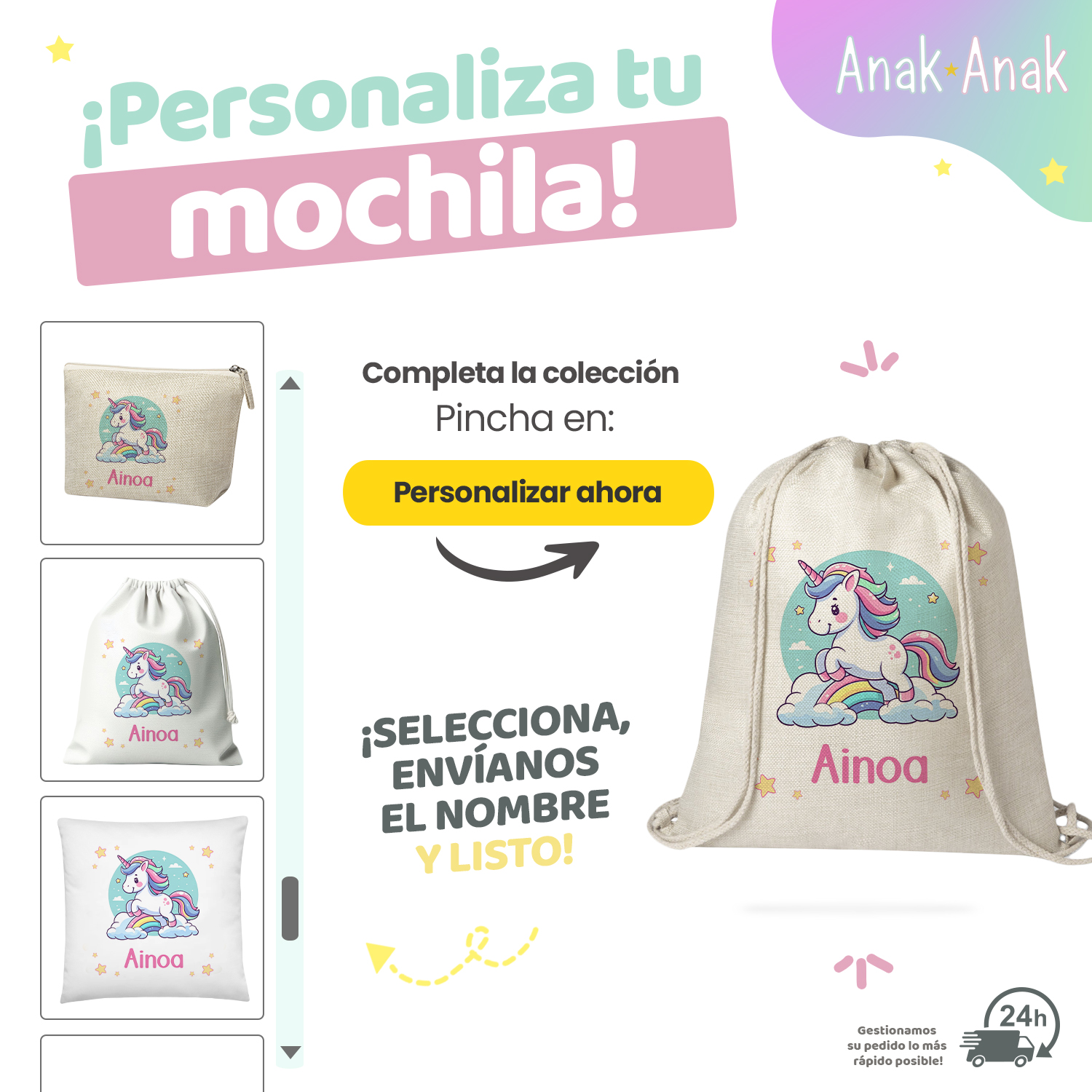 Personaliza-tu-Mochila-de-cuerdas-personalizada-unicornio-con-nombre-ninas-cole-Anak-Anak