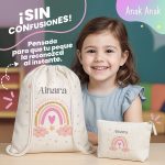 Neceser-personalizado-con-nombre-arcoiris-rosa-ninas-Anak-Anak
