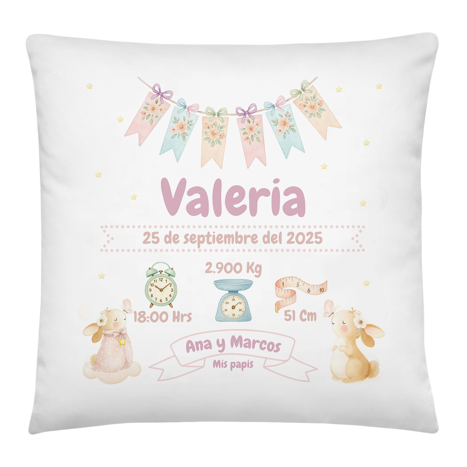 Cojín-natalicio-conejo-rosa-suenos-nacimiento-almohada