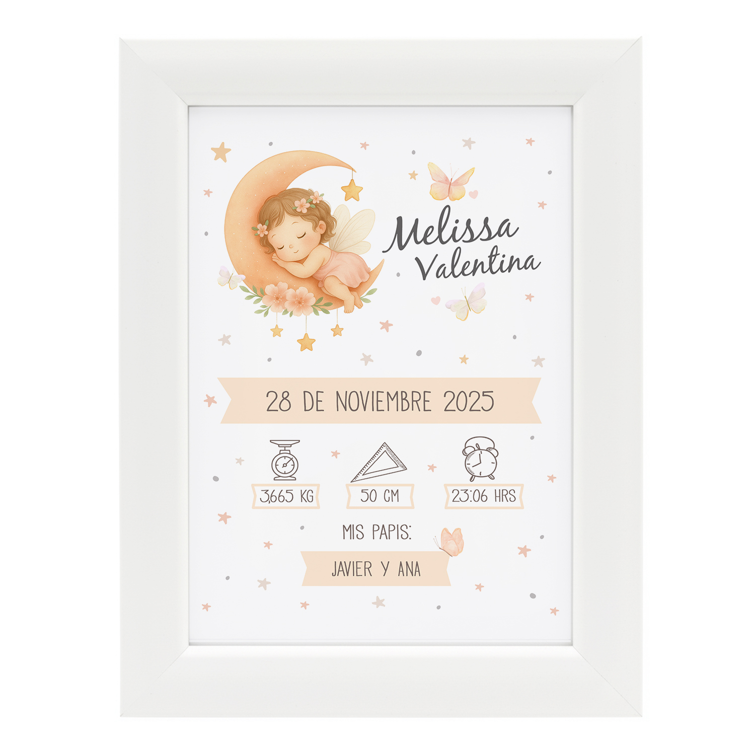 lamina-natalicia-hada-nina-bebe-con-marco-Anak-Anak